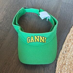 Ganni Bright Green Visor with Yellow Logo